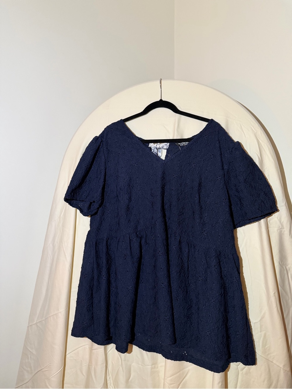 BloomChic Navy Textured Peplum Tunic